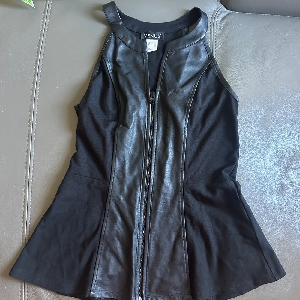 VENUS Black Leather Motorcycle Tank